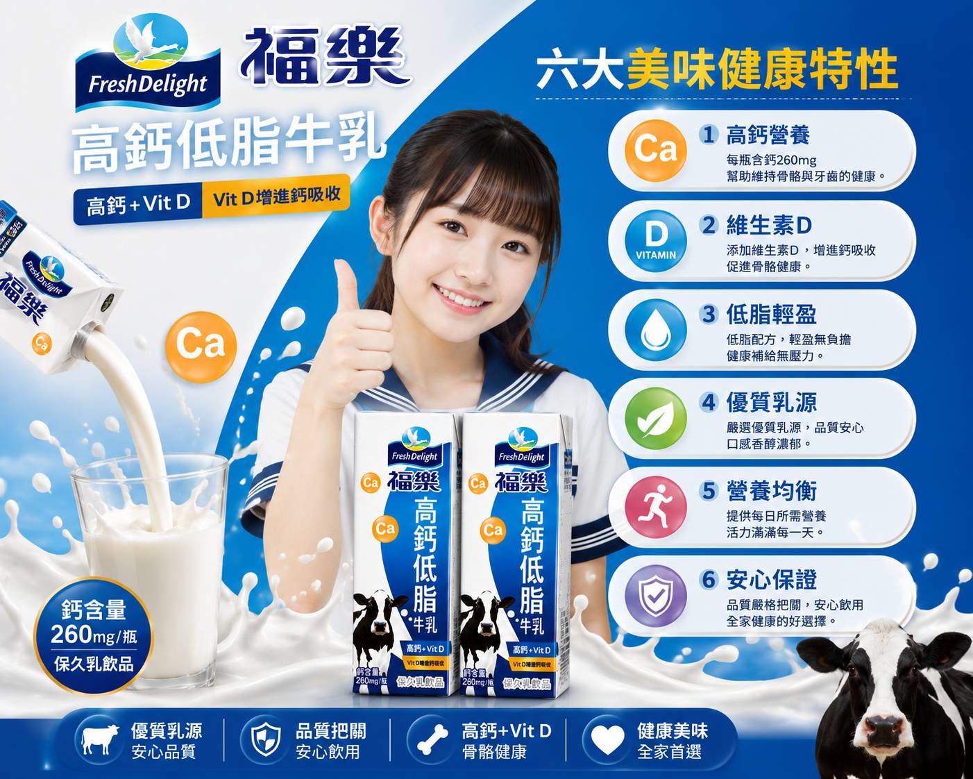 福樂高鈣低脂牛乳
