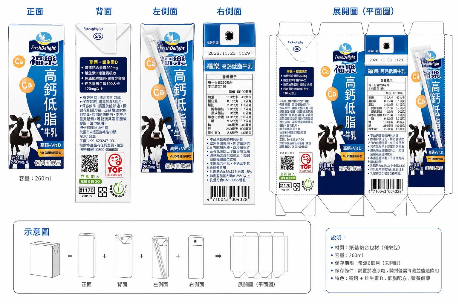 福樂高鈣低脂牛乳包裝規格